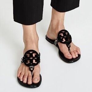 Tory Burch Miller Sandals in patent black 8.5
